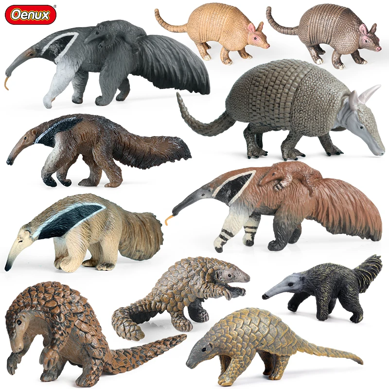 Oenux simulación de animales salvajes AArdvark Anteater Armadillo Pangolin Ant figuras de enemigo Natural colección de modelos de PVC juguete para regalo para niños