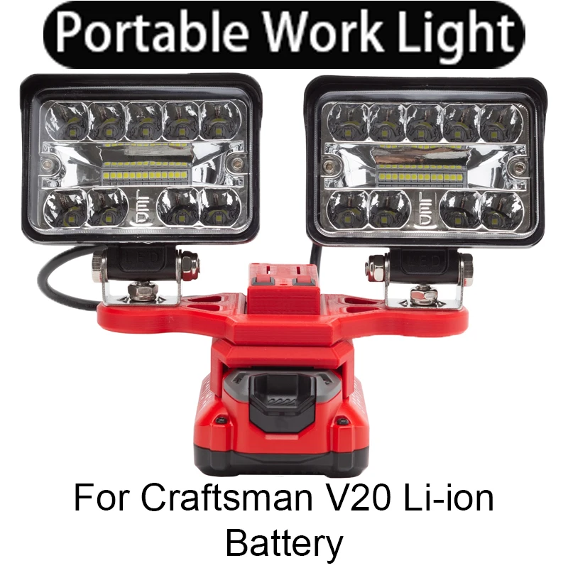 

LED Work Light For Craftsman 20V Li-Ion Battery-(5600LM) 2head Familiale Camping Outdoor Travel Light