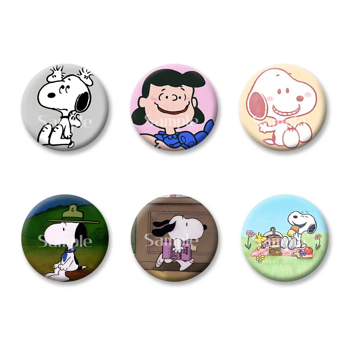 

Flash Badge Cards Snoopy Anime Cartoon Souvenir Girl Keychains Convenient Makeup Mirror Fridge Magnet ACG Accessories