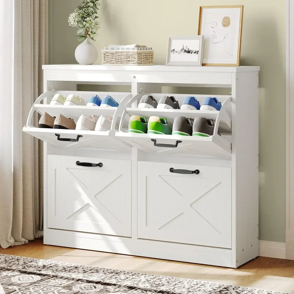 

Shoe Cabinet with Flip Drawers, Freestanding Shoe Rack, Shoes Organizer, Narrow Shoes Cabinet for EntryWay Hallway Living Room
