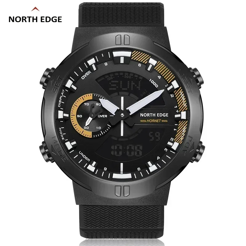 NORTH EDGE  HORNET Men's Digital Watch Running Cycling Sports Watches Waterproof 50M World Time Speed Illuminator Wristwatc