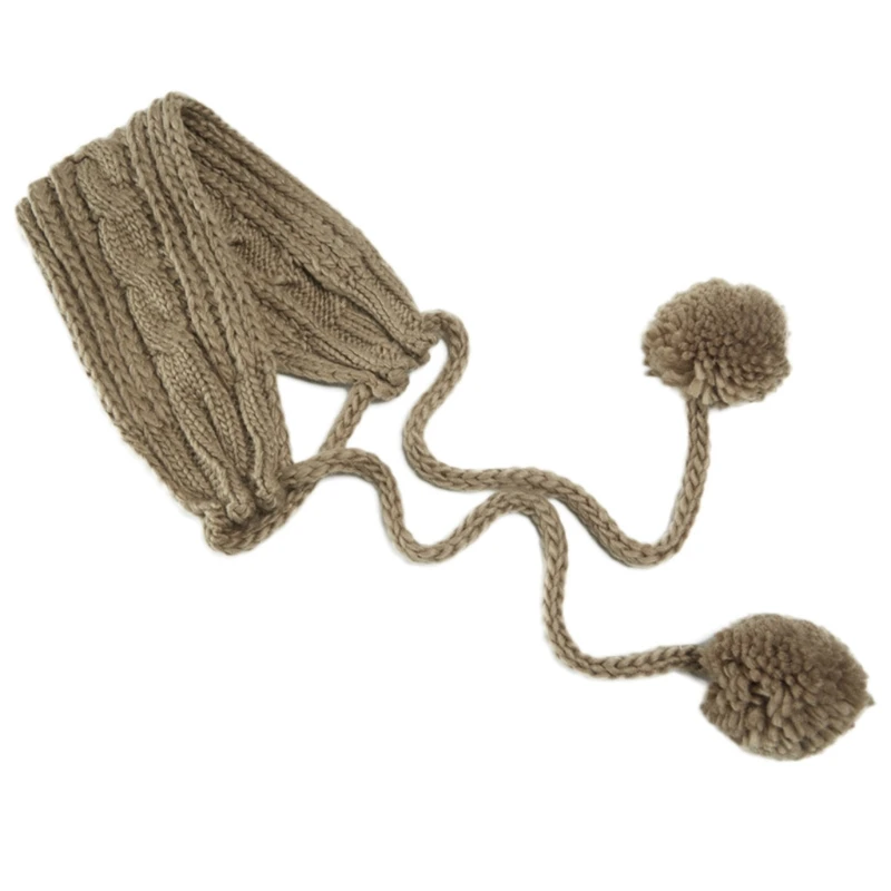 Frauen Männer Winter Kabel Gestrickte Ohrenschützer Stirnband Einfarbig Kinnriemen Chunky Häkeln Thermische 2 In 1 Schal