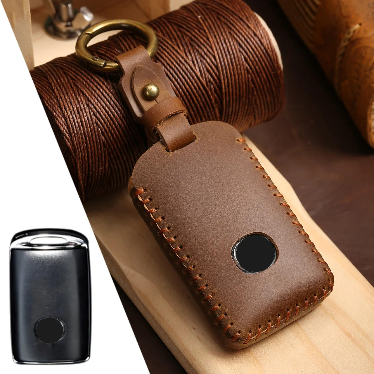 

1pc Leather Car Remote Key Cover Case Holder Keychain For Mazda 3 Alexa CX-30 CX30 CX5 CX 5 CX-5 CX8 CX9 CX4 2019 2020