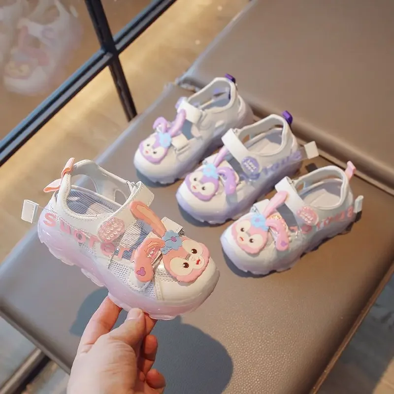 Disney children's sports sandals summer new girls single net hollowed-out slippers cute rabbit beach shoes