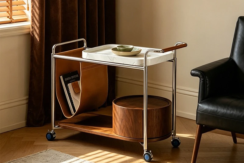 Small coffee table designer creative bedroom rack trolley corner table