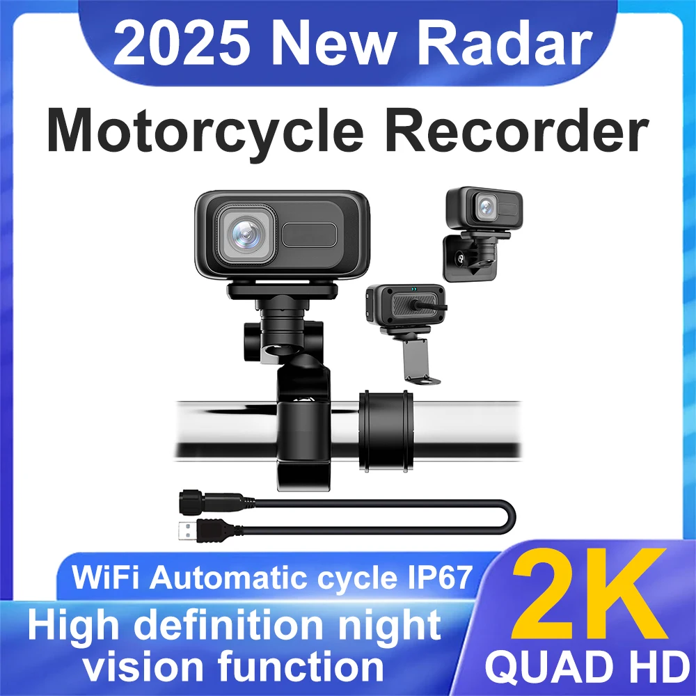 กล้องติดรถมอเตอร์ไซค์ DVR เครื่องบันทึกวิดีโอ กล้องมอเตอร์ไซค์ DVR 2K กันน้ำระดับ IP65 รองรับ Wifi สำหรับรถมอเตอร์สปอร์ต