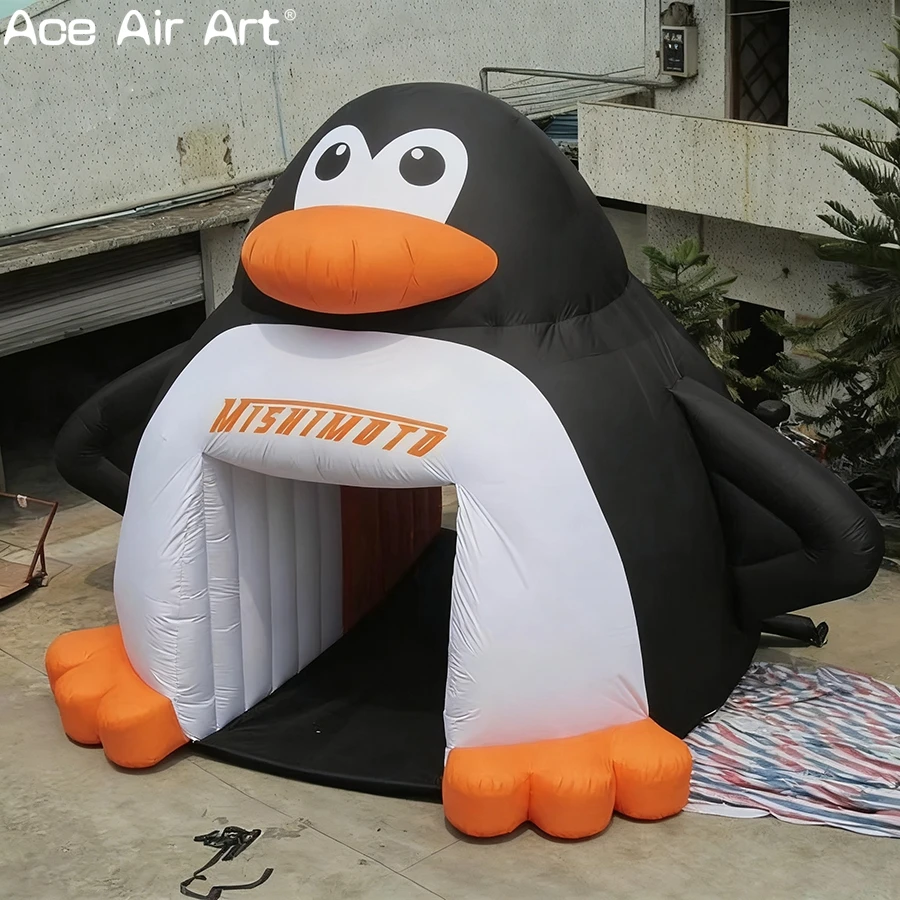 Tunnel de pingouin gonflable géant personnalisé, modèle de pingouin mignon, tente gonflable pour événements en plein air