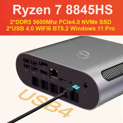 FEVM AMD Ryzen 7 8845HS MINI PC Windows 11 Pro 2*DDR5 5600Mhz PCie NVMe SSD WIFI6 BT5.2 2*USB 4.0 Desktop Gaming Computer