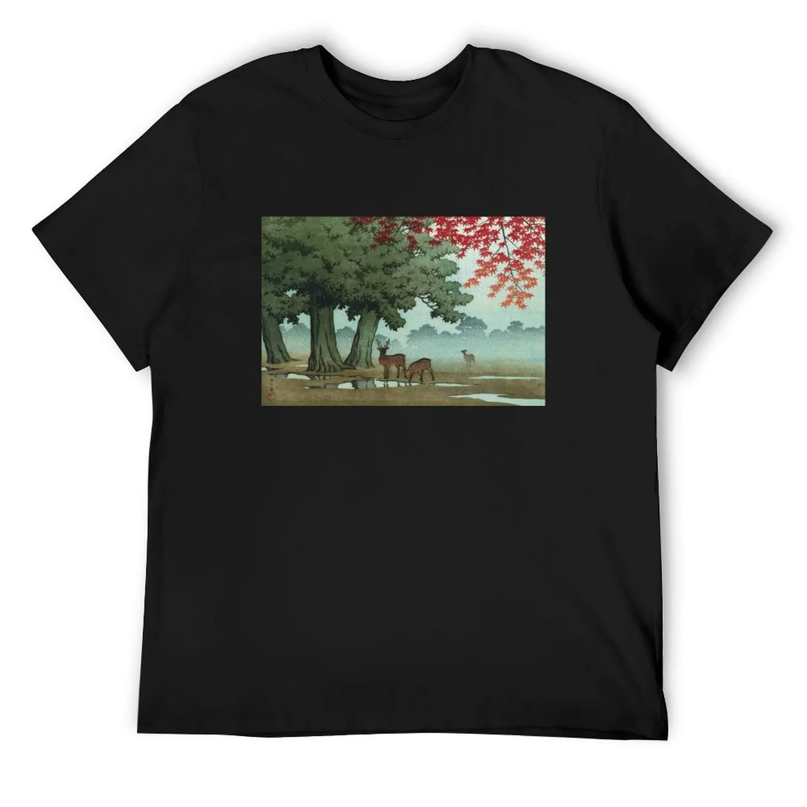 Deer of Nara Park by Kawase Hasui T-Shirt summer top sublime mens funny t shirts