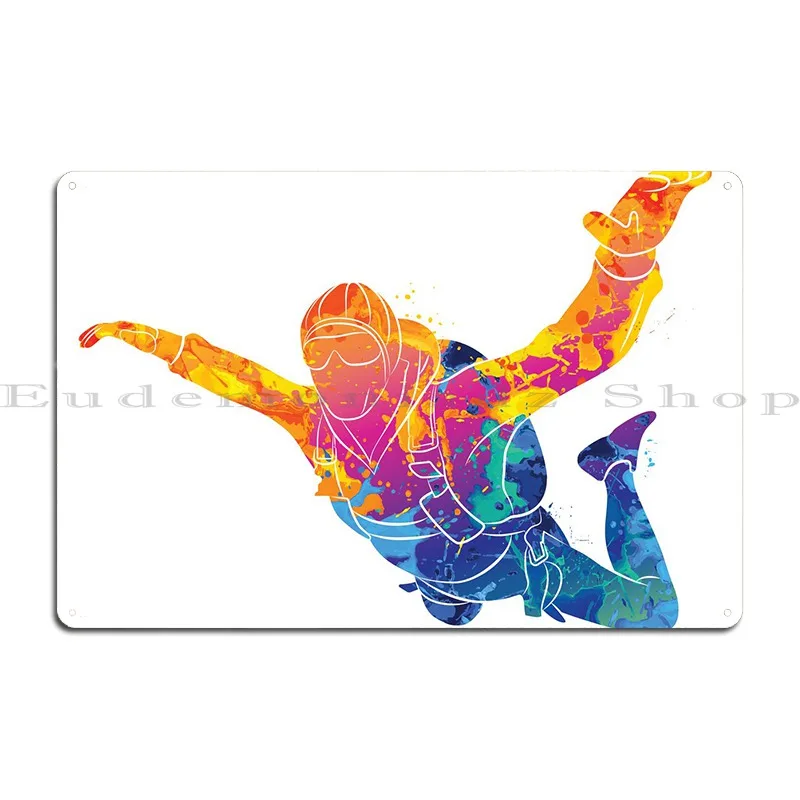 Watercolor Skydive Metal Sign Pub Customize Cinema Character Club Tin Sign Poster