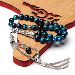 Natural stone tasbih Muslim prayer beads blue tiger eye rosary misbaha Gift islam Jewelry Saudi arabia Fashion tesbih masbah