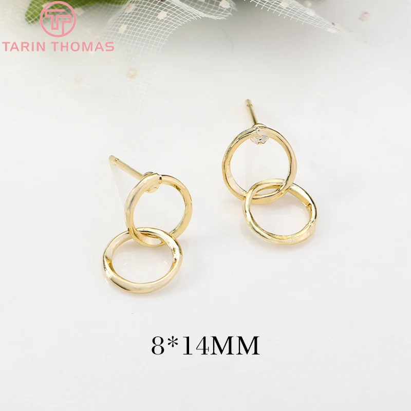 (2550)6PCS 24K Gold Color Plated Brass Shaped Stud Earrings for Jewerly Making Diy Jewelry Findings Accessories wholesale