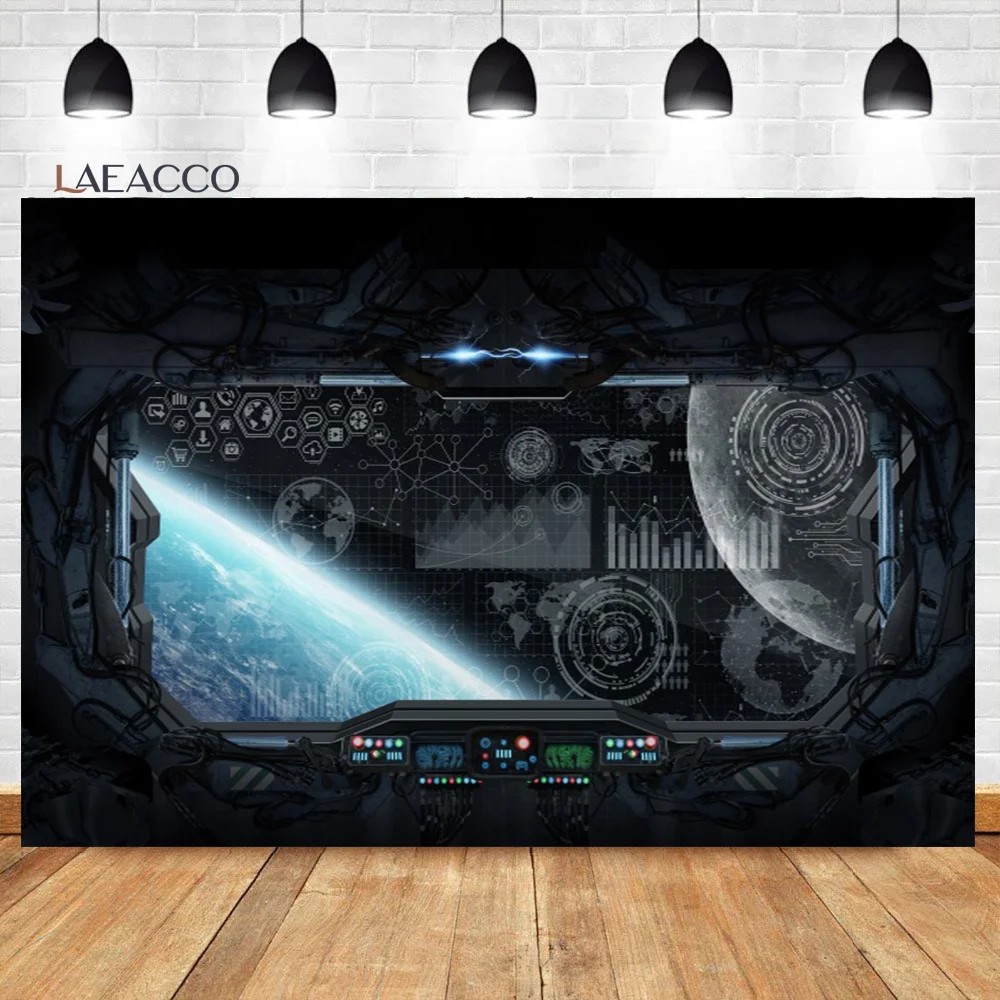 Laeacco Spaceship Interior Background Universe Exploration Science Fiction Spacecraft Galaxy Space Station Photography Backdrop