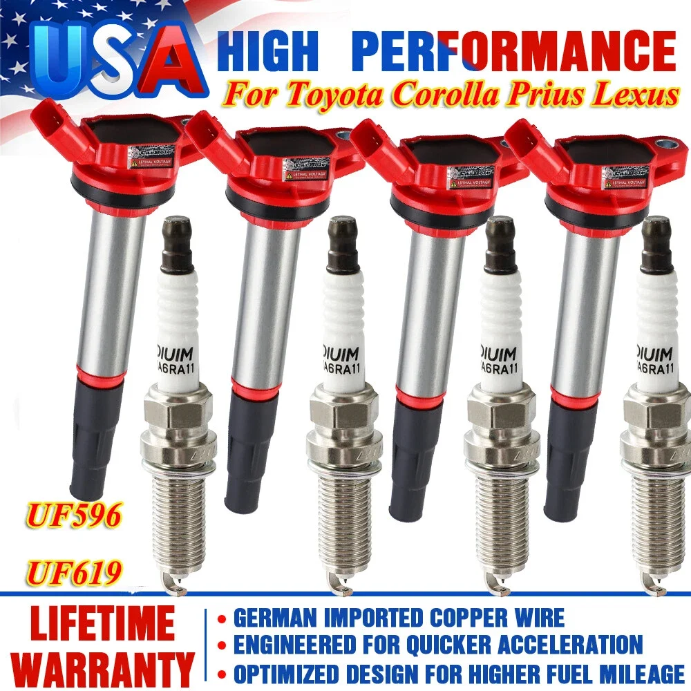 

4 шт. для Toyota Prius 1.8L 2010-2015 гг., комплект свечей зажигания и катушек зажигания UF596