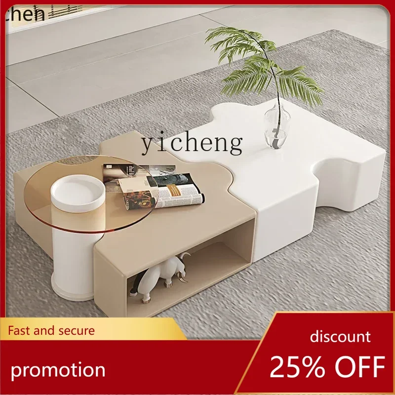 

ZMLFrench light luxury creative coffee table small apartment living room cream wind special-shaped flower coffee table
