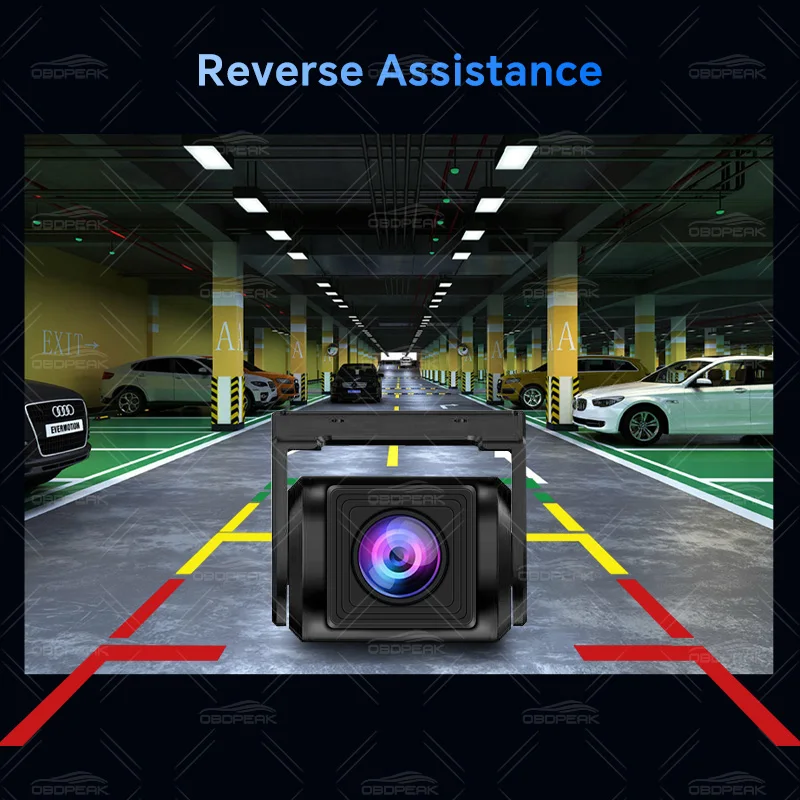 OBDPEAK-cámara de visión trasera para coche, dispositivo de visión nocturna frontal o trasera, asistencia automática, línea de estacionamiento, marcha atrás, DVR, T30, FHD 1920x1080P
