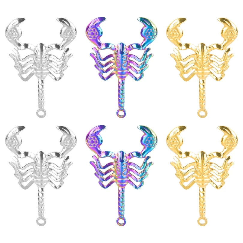 5pcs/Lot Stainless Steel Hip Hop Insect Scorpion Animal Charms Pendant Colgantes For Diy Men Necklaces Jewelry Making Wholesale