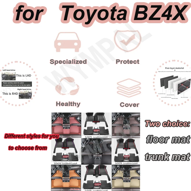 

Роскошные автомобильные коврики на заказ для Toyota BZ4X 2022 2023, все модели, автомобильный ковер, коврик для ног, автомобильные аксессуары, Стайлинг