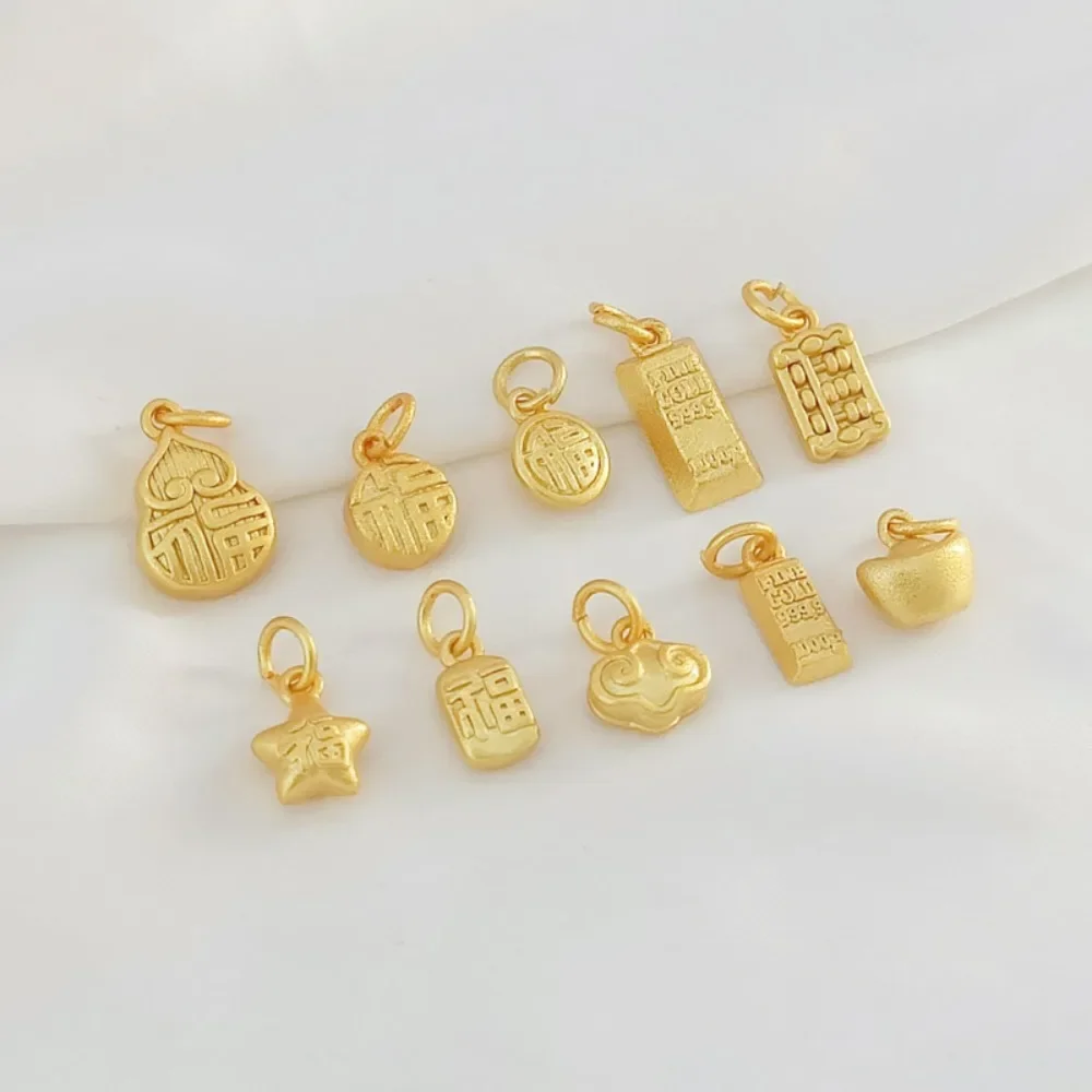 Sand Gold Lucky Gourd Ingots Golden Bricks Abacus Auspicious Clouds Small Pendant Diy Handcrafted Bracelet Pendant and Accessory