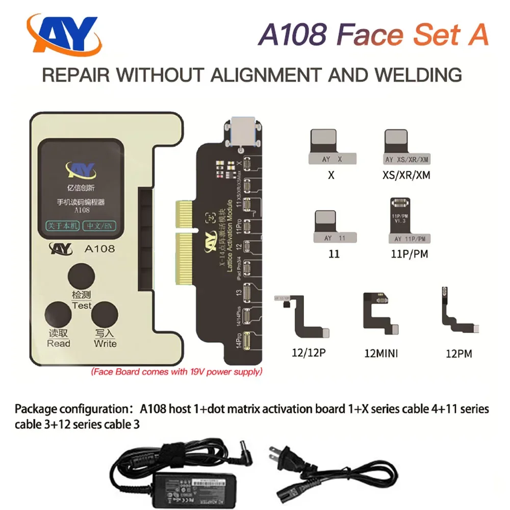 AY A108 Dot Matrix Repair Cable, Data Change Tool, Reparação de Bateria, iPhone X, XR, XS, 11, 12, 13, 14 Pro Max, Mini