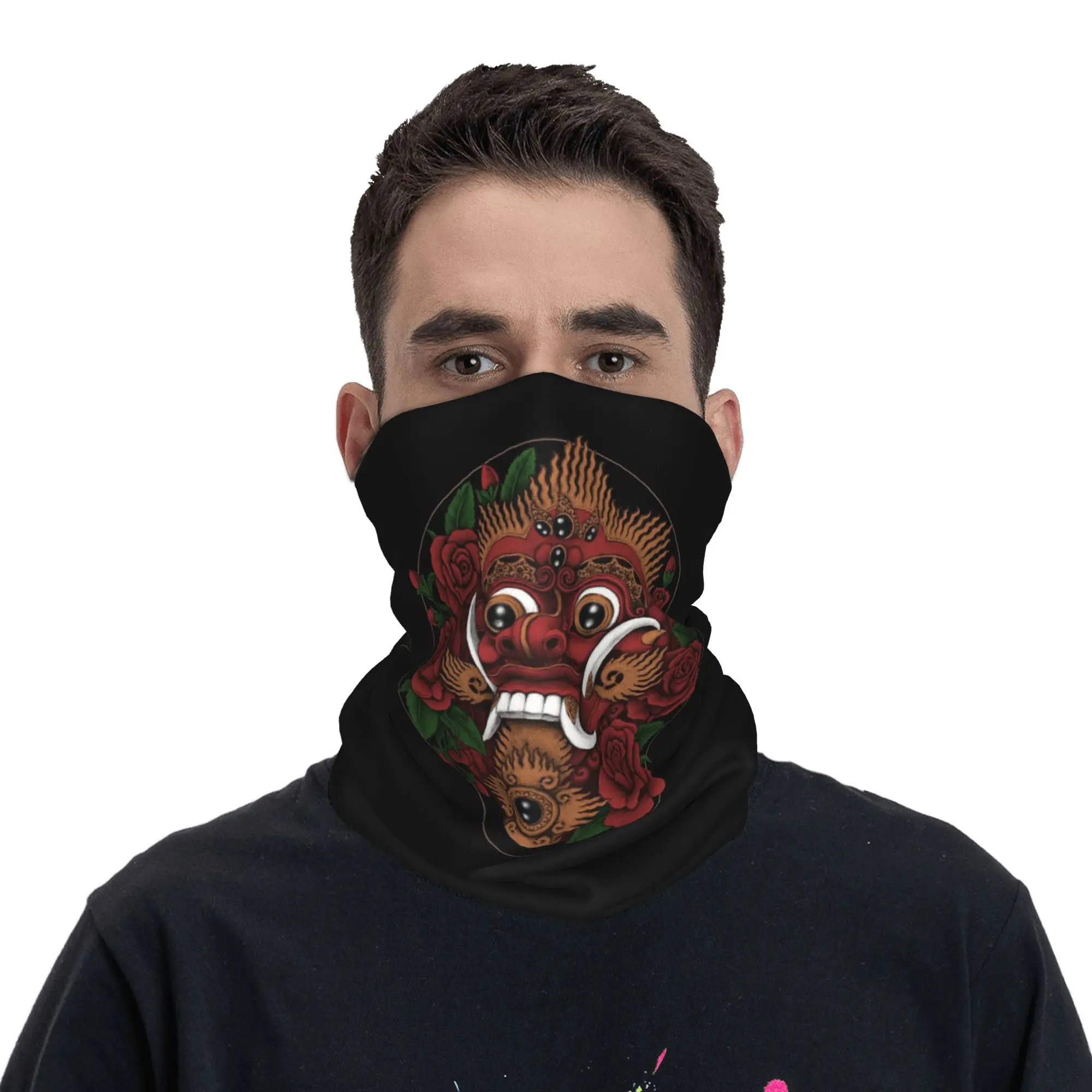 Balinese Barong  Rangda Mask Bandana Neck Cover Printed Mask Scarf Warm Face Mask Cycling For Men Women Adult