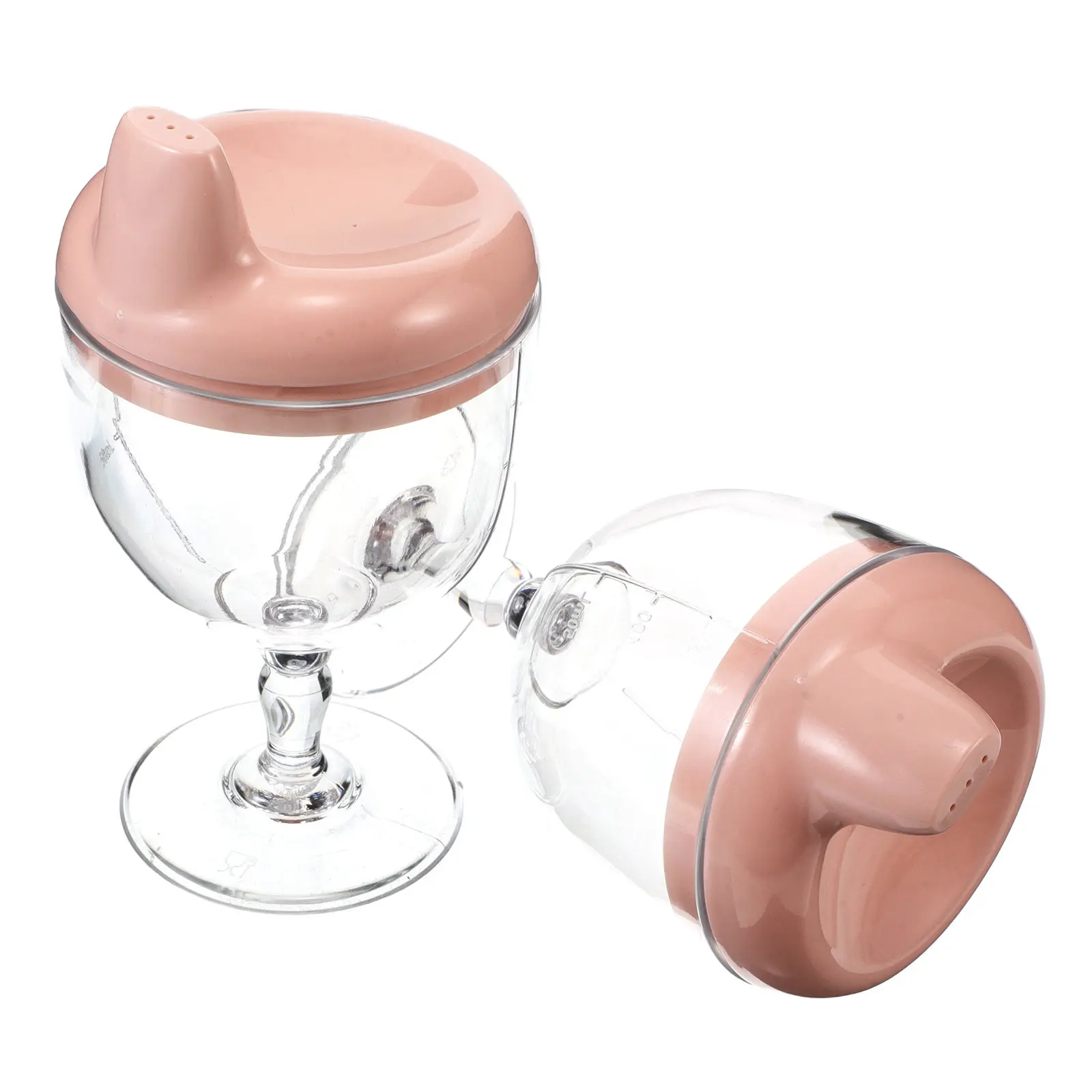 

2Pcs Kids Sippy Cups Unbreakable Clear Beverage Tumbler Goblet Shape Spill Proof Toddler Milk Juice Plastic Training Cup