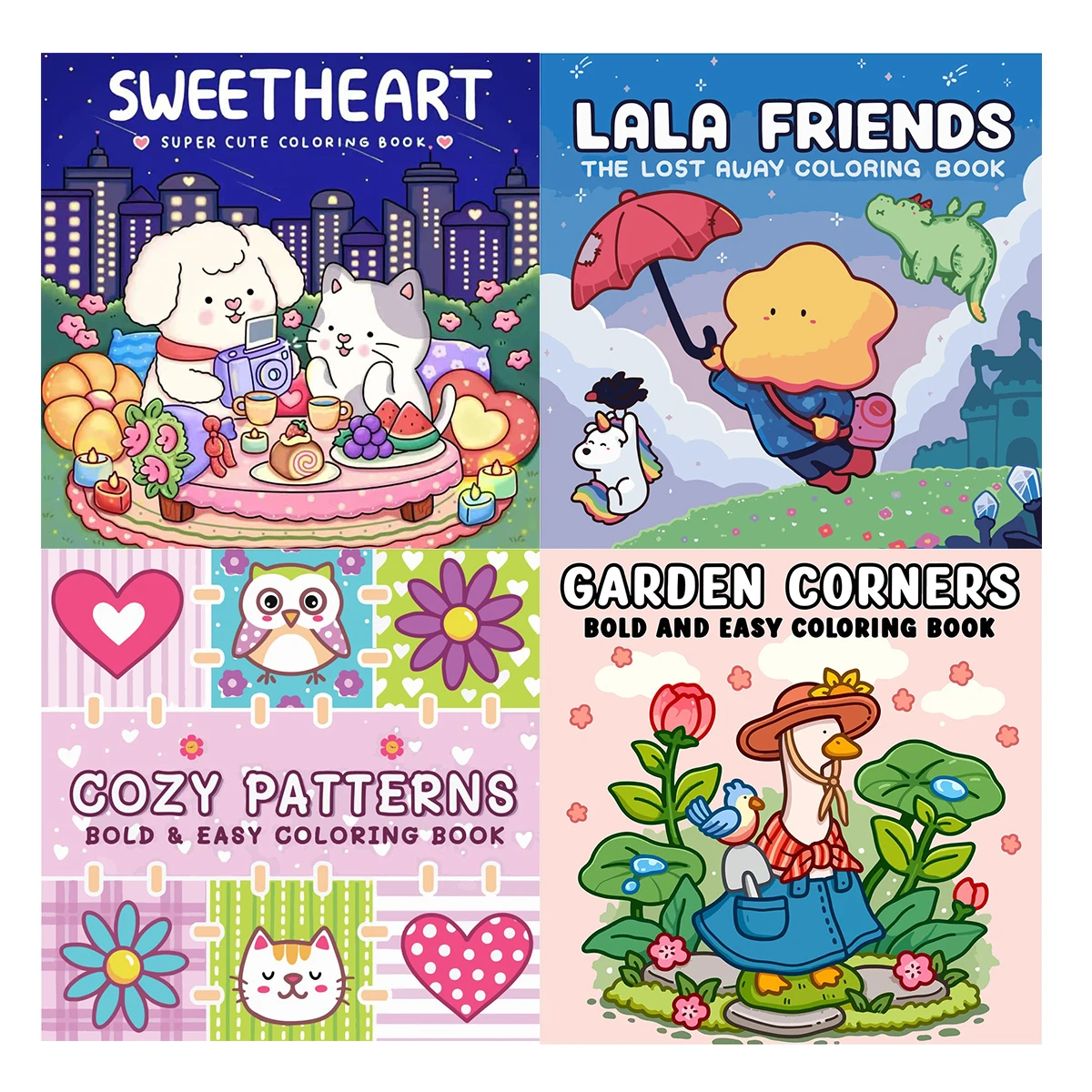 

Sweetheart Coloring Books, Cute Characters, Easy Coloring, For Home Parent - Child DIY, Relax, Unwind, Boost Creativity