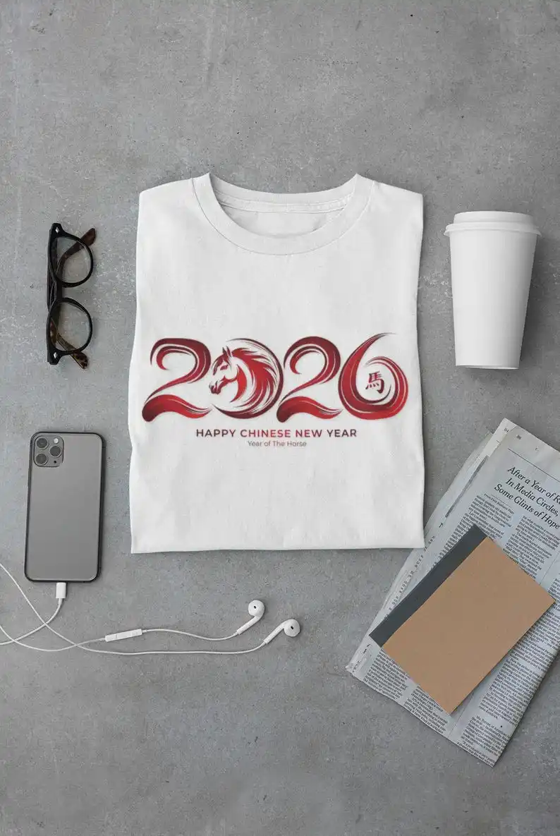 Of Horse 2026 Lunar New Year Chinese Zodiac Unisex Crewneck All-match Tee Casual Style Hipster Street Fashion Graphic Tshirts
