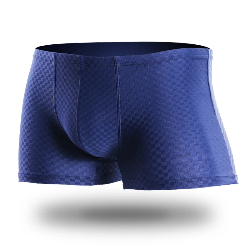 Herren-Boxershorts aus Eisseide, Herren-Unterwäsche mit flachem Saum, Jungen-Shorts, atmungsaktiv, nahtlos, ultradünn, Sommerstil