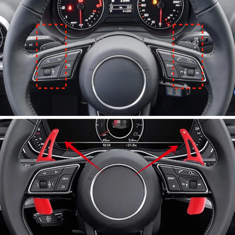 

For Audi A3 S3 A5 S5 2017 A4 B9 Q7 2016-2017 TT TTS Car Steering Wheel Paddle Shifter Cover Trim Accessories