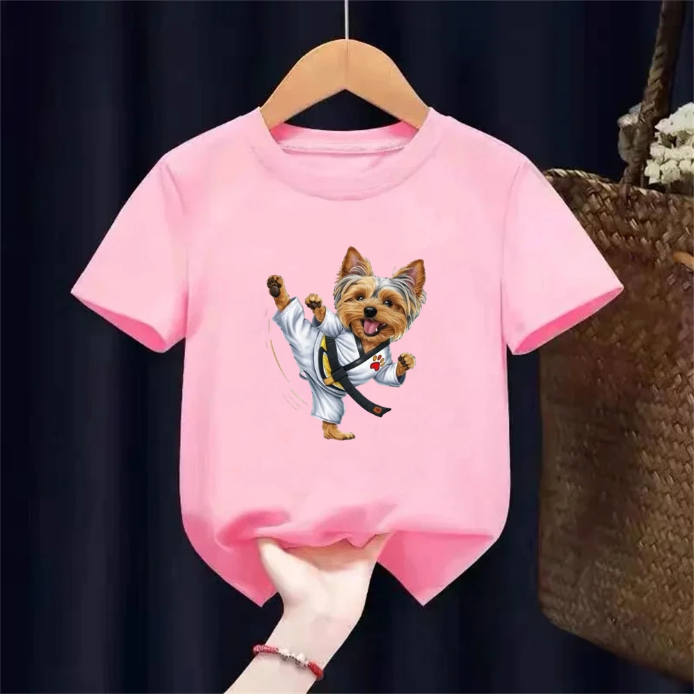 يوركشاير جحر فنون الدفاع عن النفس تي شيرت مطبوع الفتيان/الفتيات التي شيرت الأطفال سن 3-12 جولة الرقبة قصيرة الأكمام أعلى أبيض أسود أحمر