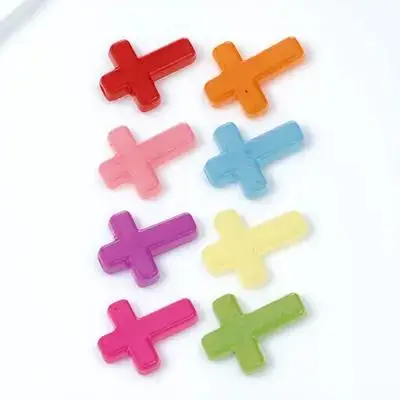 100Pcs Mixed Color Acrylic Beads Charming Cross Pendants for Necklace Earring Crafting Cross Beads for Jewelry Making