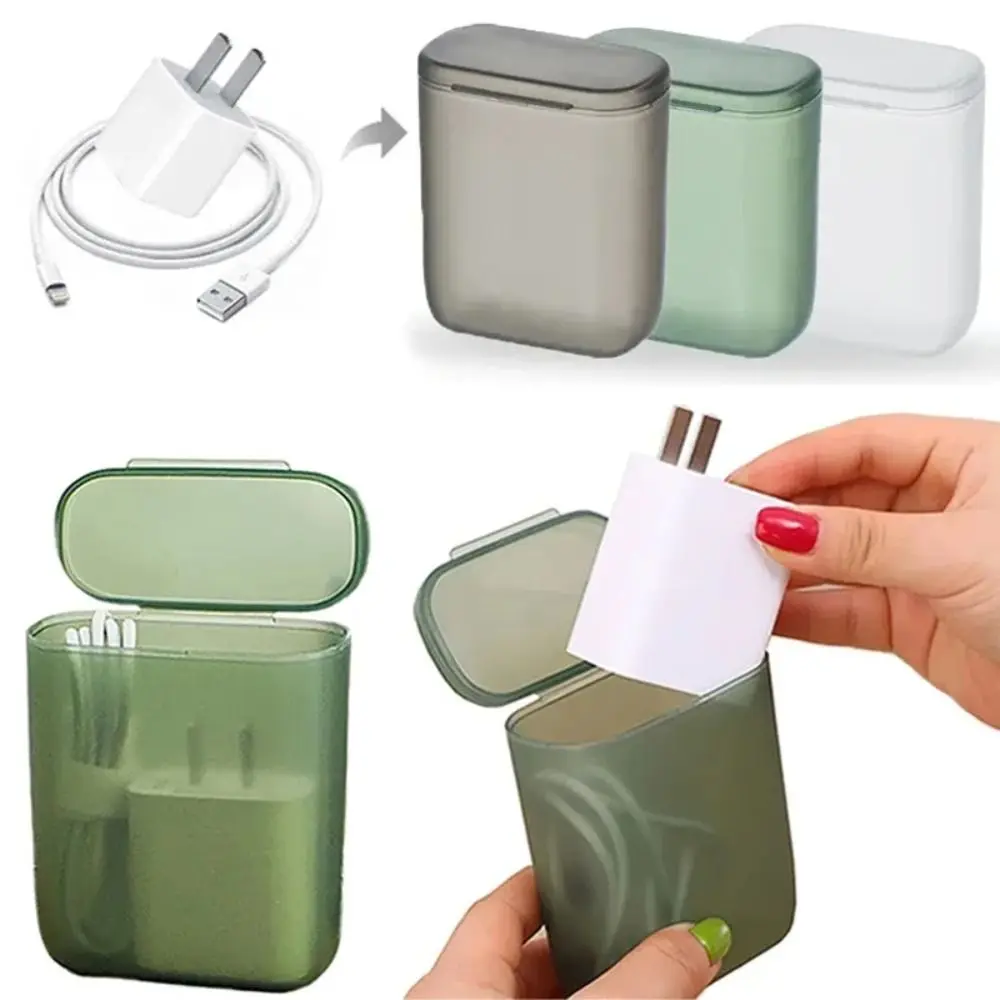 Boîte de rangement transparente pour câbles de données, avec couvercle, anti-poussière, conteneur de fil, chargeur de téléphone portable