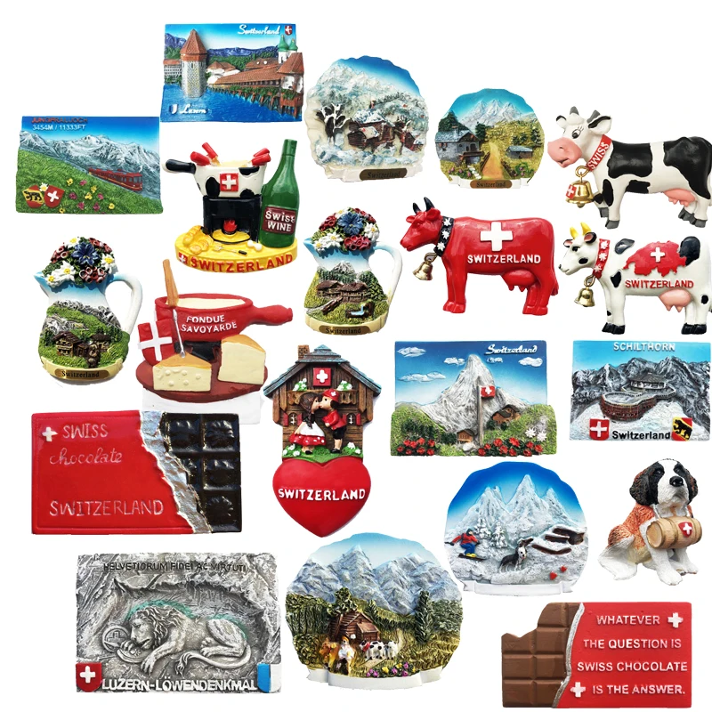 Switzerland Luzern Fridge Magnet Souvenir Resin Refrigerator Stickers Jungfrau Alps Creative Magnets Home Decoration Gifts