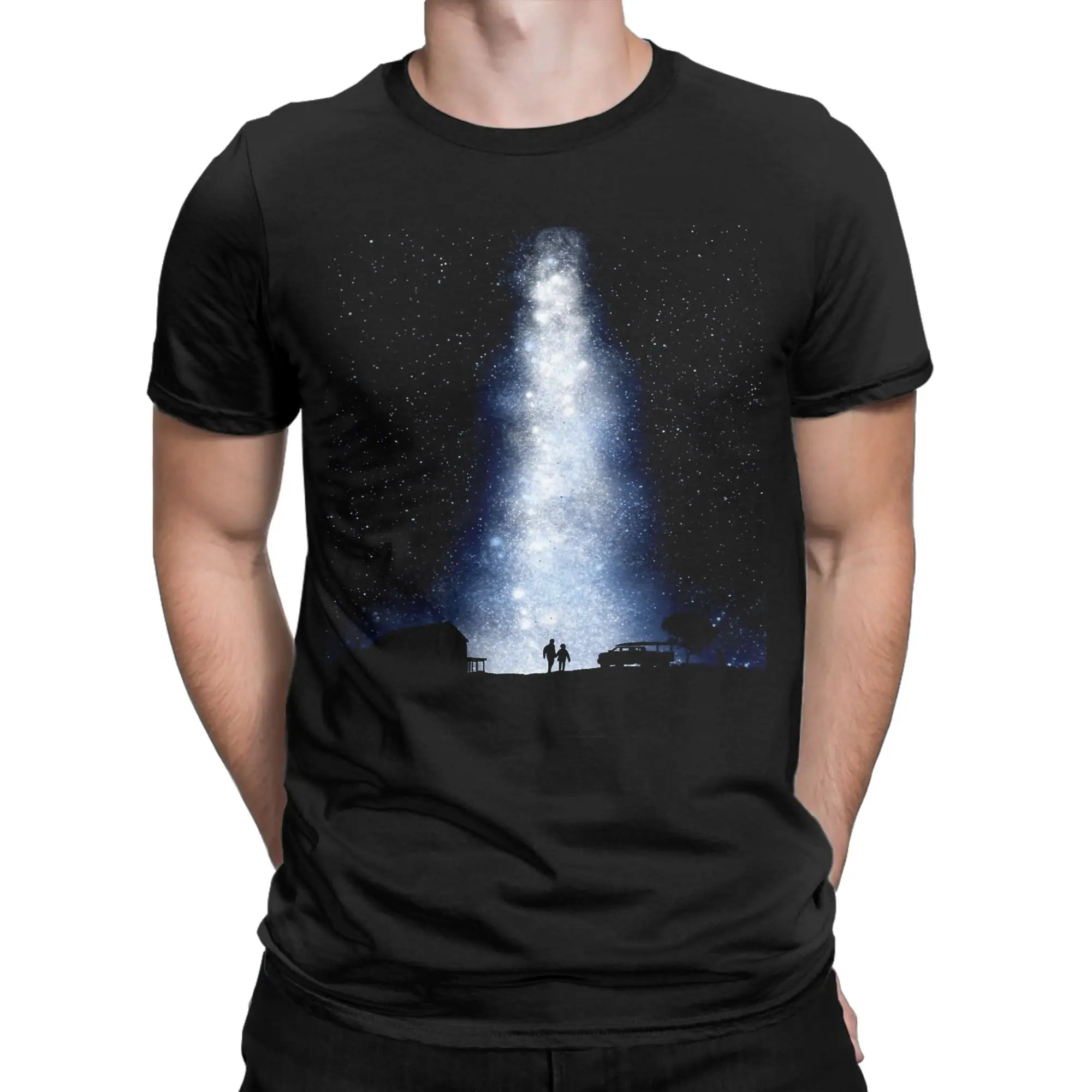 Men's Interstellar Movie T-Shirts  100 Cotton Top Tees Beach Vintage Short Sleeve T-Shirt Round Neck Hippie Casual Tee Shirt