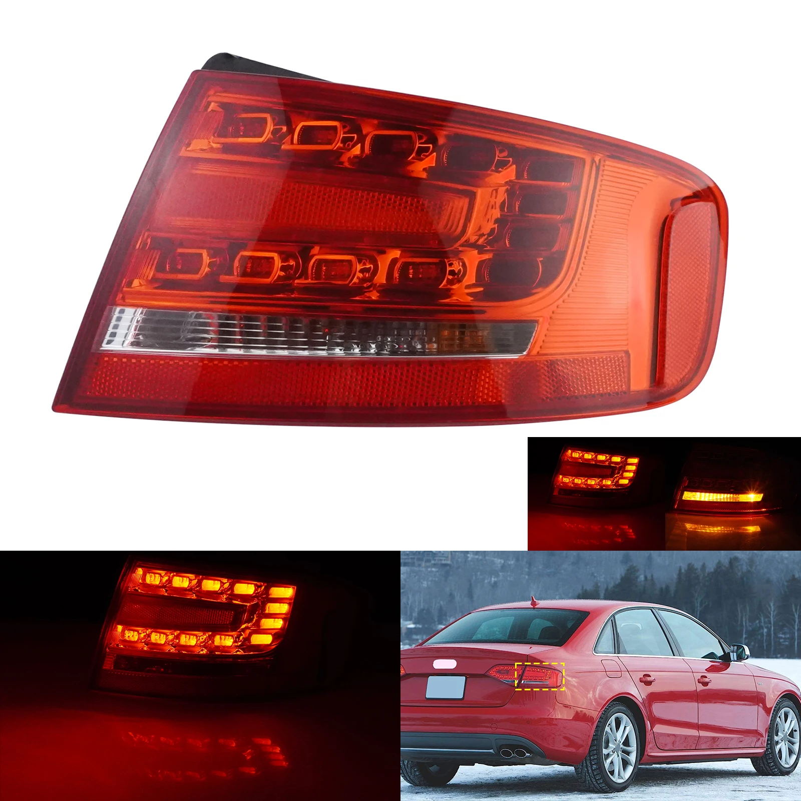 

Right LED Rear Outer Tail Brake Light Driver Side For Audi A4 B8 8K Saloon 09-12