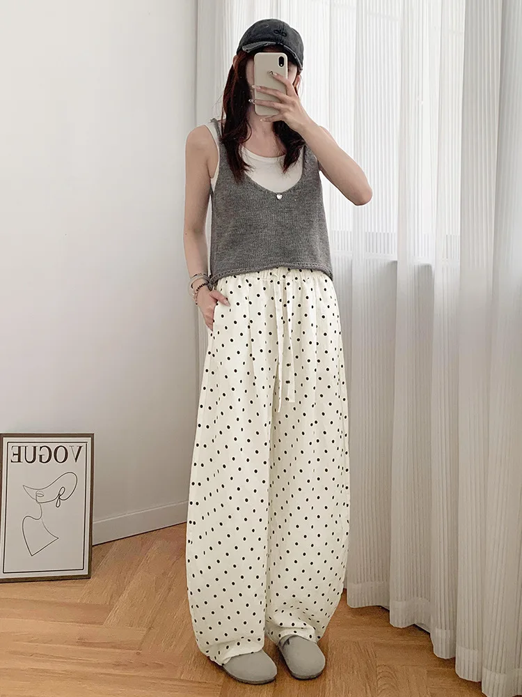 Pantalones de pierna ancha ligeros para mujer verano urbano empalmado cordones ropa de playa fluida ligero relajado elegante Modal dividido encantador lavado