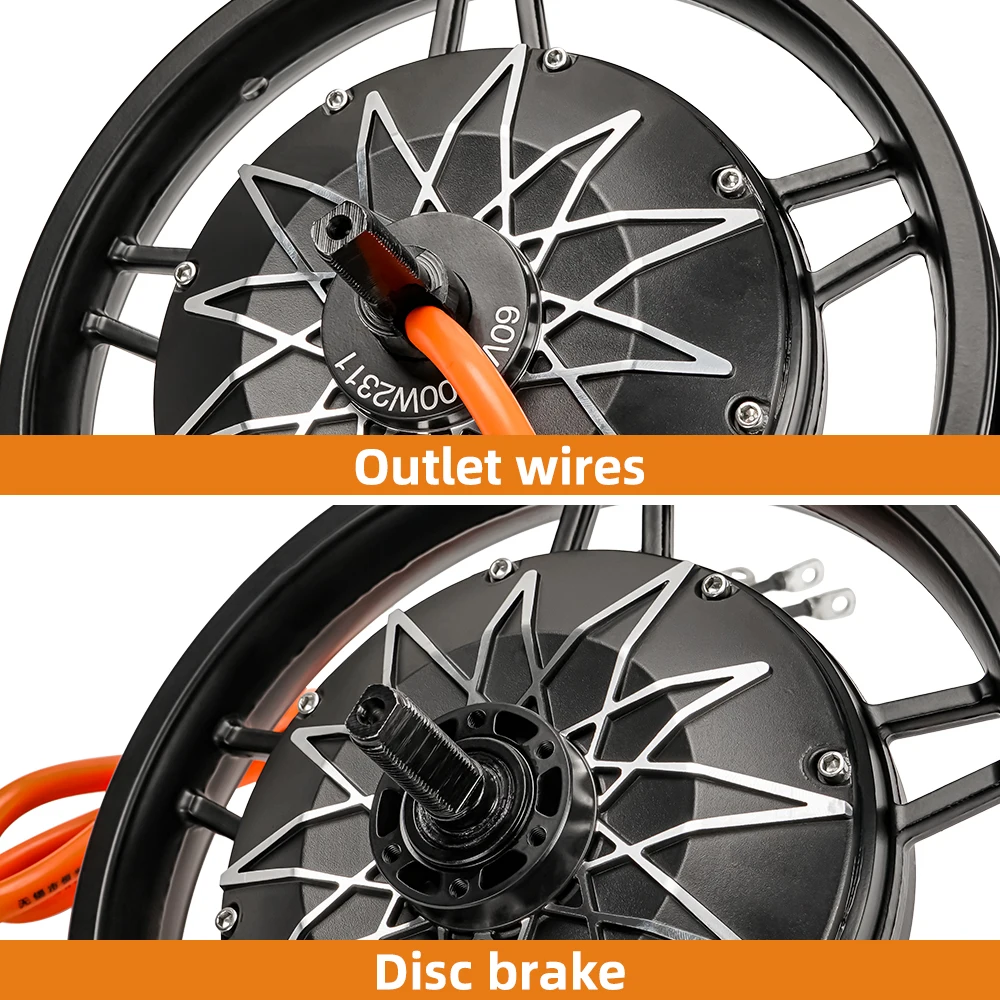 High Power 14 inch Hub Motor Brushless Disc Brake Hub Motor 48v60v72v 1500w 3000w 3500w 5000w for Electric Bicycle Ebike