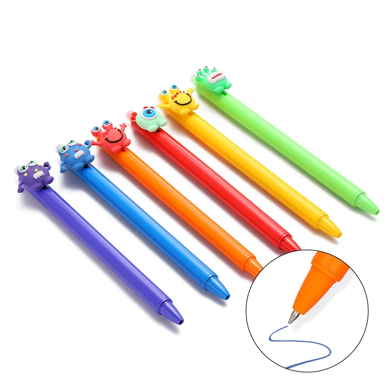 6Pcs Cartoon Monsters Erasable Pens 0.5mm Gel Pen Blue Gel Ink Stationery School Writing supplies for Notebook Office Student