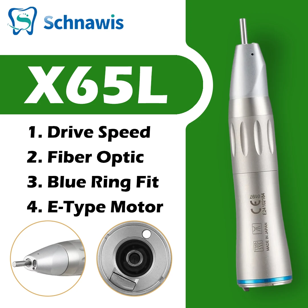 Dental 1:1 Drive Speed Straight Handpiece Fiber Optic for NSK Ti-MAX X65L Dentistry Low Speed Handpiece Blue Ring E Type Motor