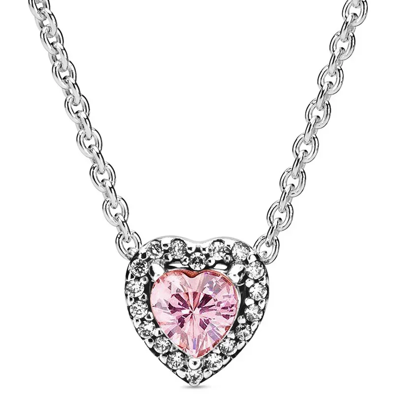 New 925 sterling silver exquisite fashionable heart-shaped pendant crystal necklace for women's temperament party gift