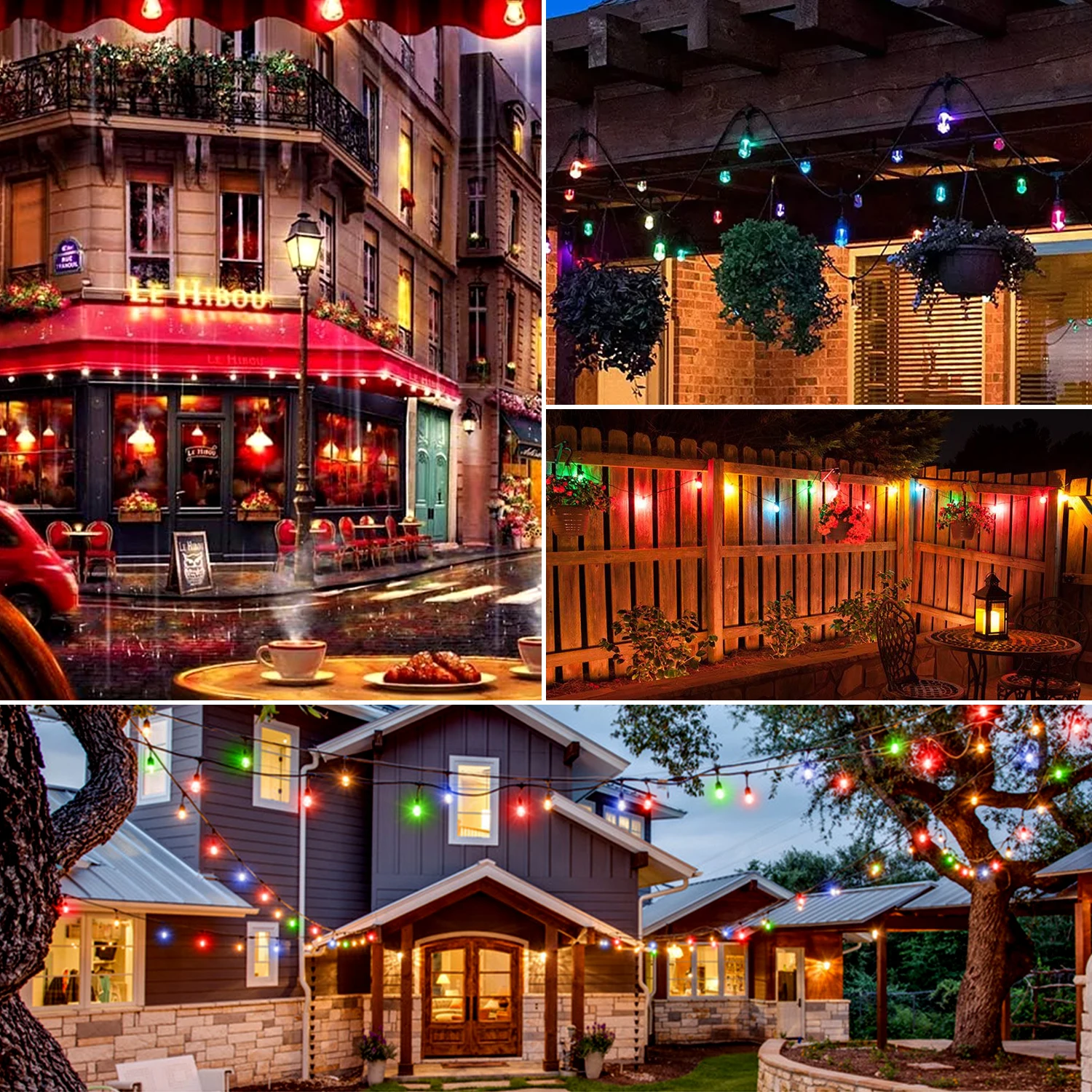 Imagem -06 - Led Colorido Pendurado String Lights G40 Rgb Hanging Chian Retro Street Garland Decoração Jardim Quintal 220v 110v E12 1w