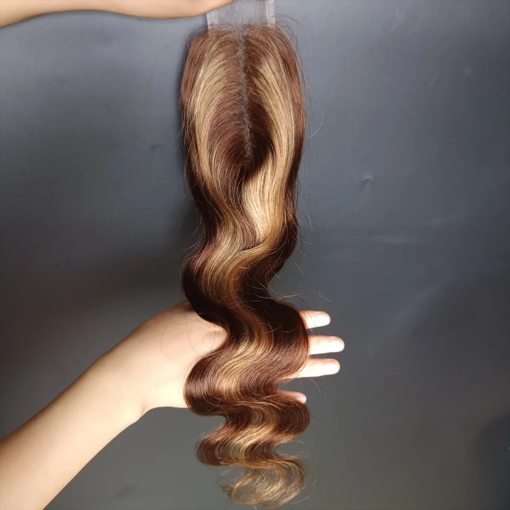 P427 2x6 кружевная застежка, объемная волна, закрытие человеческих волос, предварительно выщипанные, 10-20 дюймов, бразильские девственные волосы, глубокая средняя часть