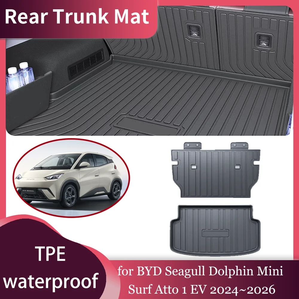 

Car Trunk Mat for BYD Seagull Dolphin Mini Surf Atto 1 EV 2024~2026 TPE Waterproof Liner Trunk Seat back Pad Tray Accessories