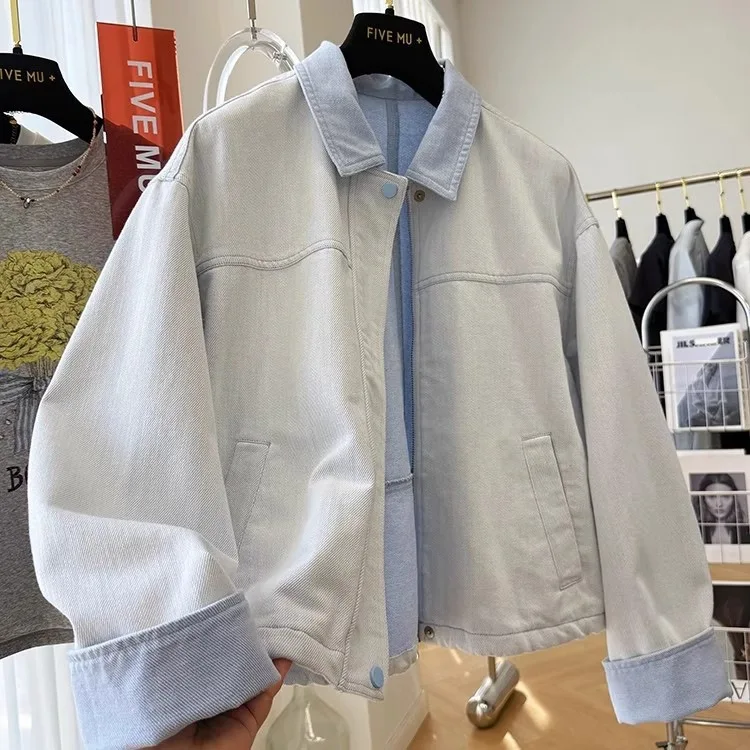High-End Super Stylish Korean-Style Casual Denim Jacket Women, Perfect For Spring Outings, Unique And Beautiful With A Turn-Down