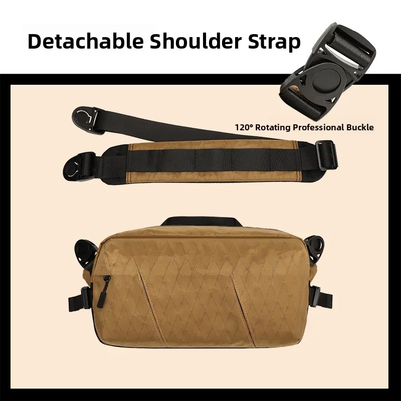 حقيبة كتف رجالية خفيفة الوزن ومحمولة للتنقل والأنشطة الخارجية، متينة بتصميم عصري مع لمسات دراجات نارية ومقبض ناعم