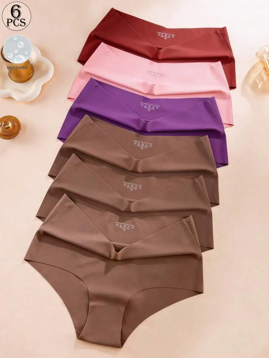 

6pcs High Waist Seamless Briefs For Women Breathable Soft Comfortable Underwear