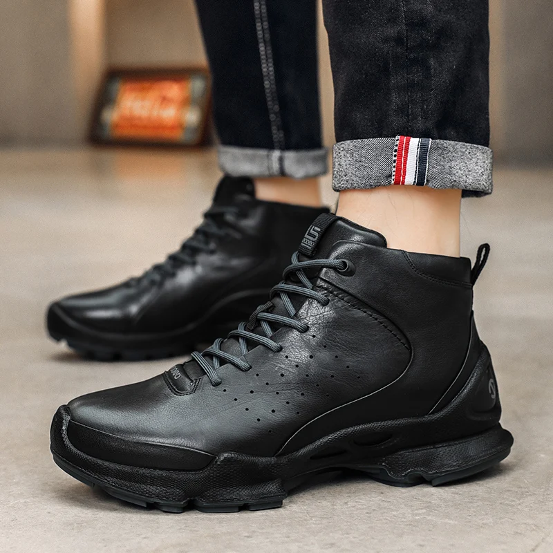 

Classical Sneakers High Top Upper Leather Cowhide Breathable Shoes Arch Support Walking Shoes