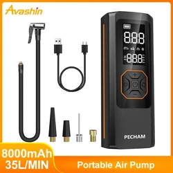 8000mAh Car Motorcycle Tyre Inflator 12V 150W 35L/Min Electric Portable Air Compressor Bicycle Tire Air Pump For Bike Boat Balls