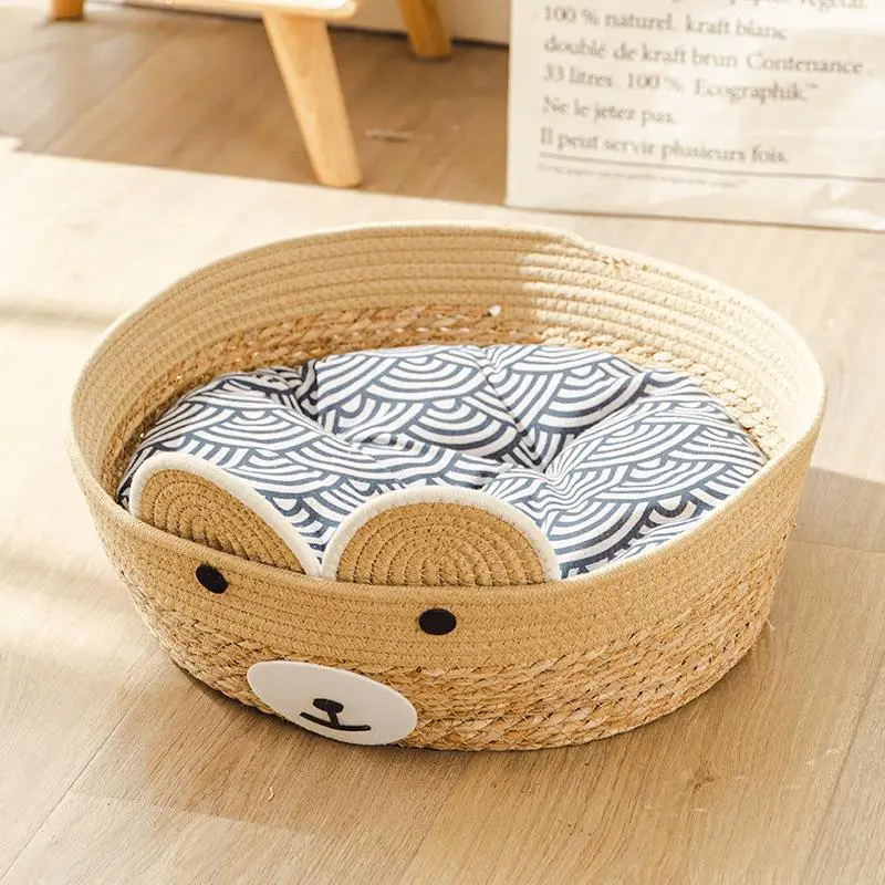 HeMu Cotton Woven Pet Litter Four Seasons Can Be Used Dog Kennel Winter Summer Can Be Removed And Washed Cat Litter Bamboo Mat